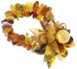 Double row amber bracelet with flower